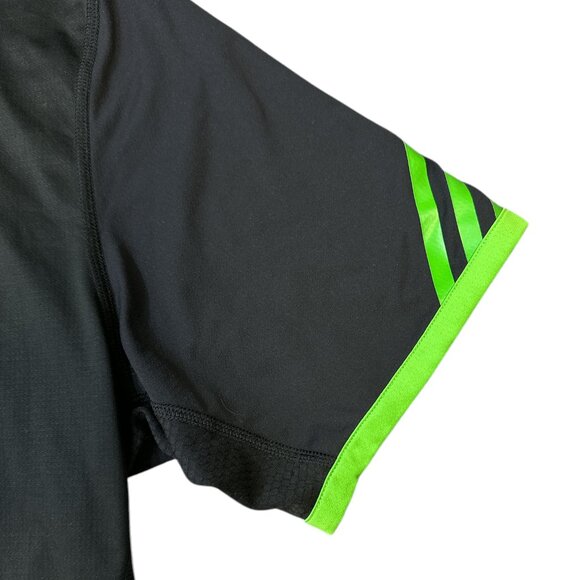 Adidas Adizero Short Sleeve Shirt Men's Sz L Black Neon Comfort Performance - Picture 4 of 15